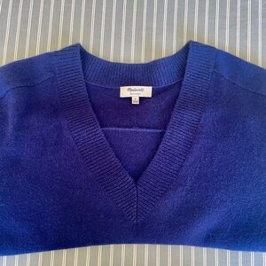 Madewell Blue V-Neck Sweater